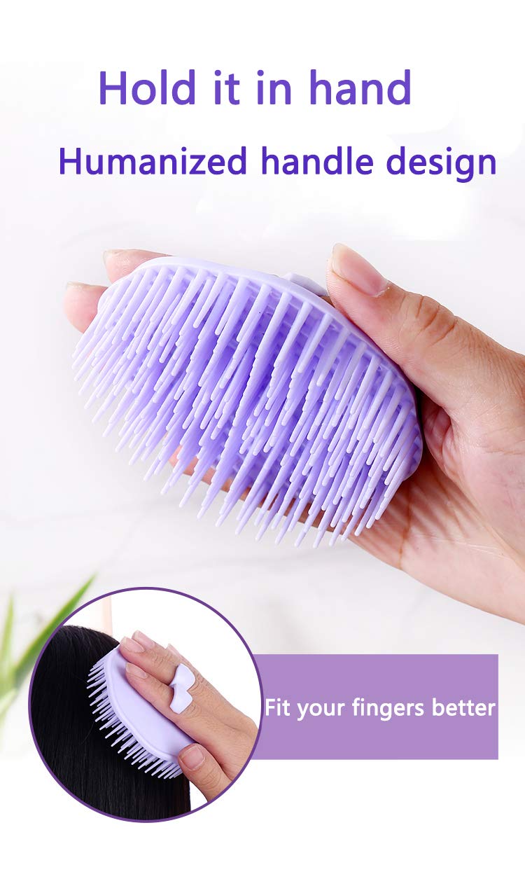 Aroveea Hair Scalp Brush Dandruff Cleaning Brush Shower Scalp Shampoo Brush Scalp Massager Pack of 4 (Orange and Violet) - Image 2